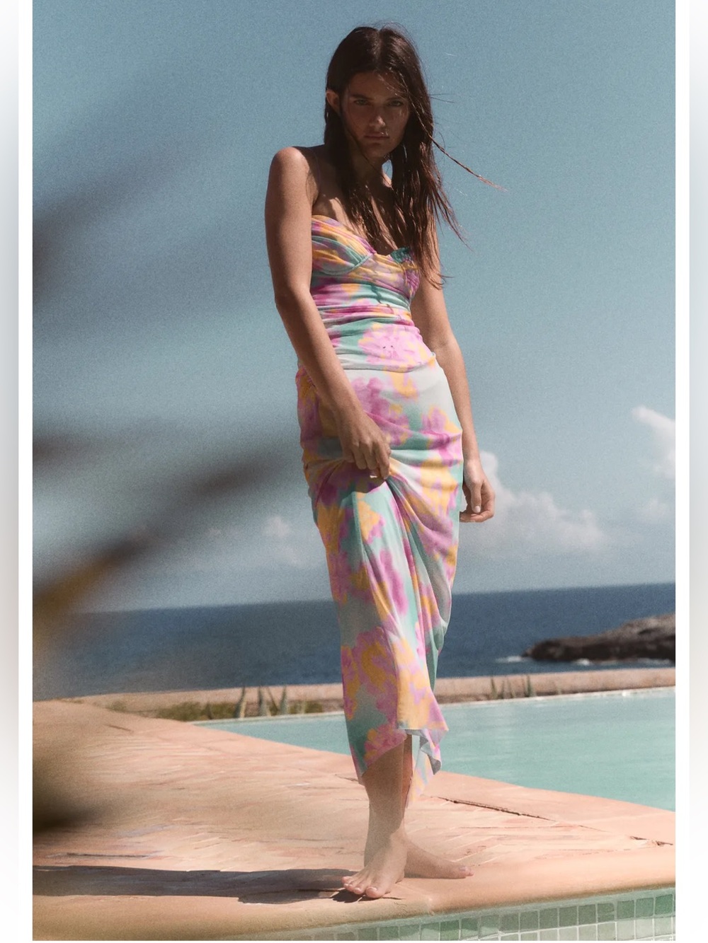 Zara Pastel Tie-Dye Slip Midi Dress - Pink, Yellow, Blue - Picture 2 of 10